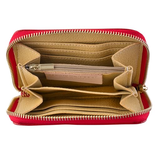 Baroncelli Leather Wallets For Women Size Medium Made in Italy (Red plain small)3