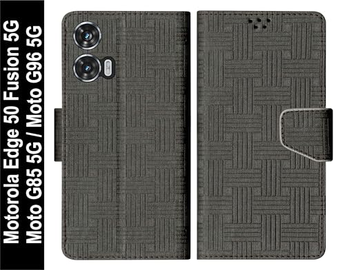 Image of SBMS Flip Cover for Motorola Moto Edge 50 Fusion 5G / Moto G96 / Moto G85 Flip Cover Case Back Cover Case with Magnatic Closure | Inbuilt Stand | Card & Money Pocket (Mat Black)