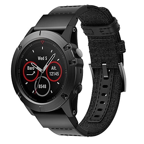 Bracelet montre Garmin Fenix 5X Plus accessoires Quick Fit cuir nylon - 3