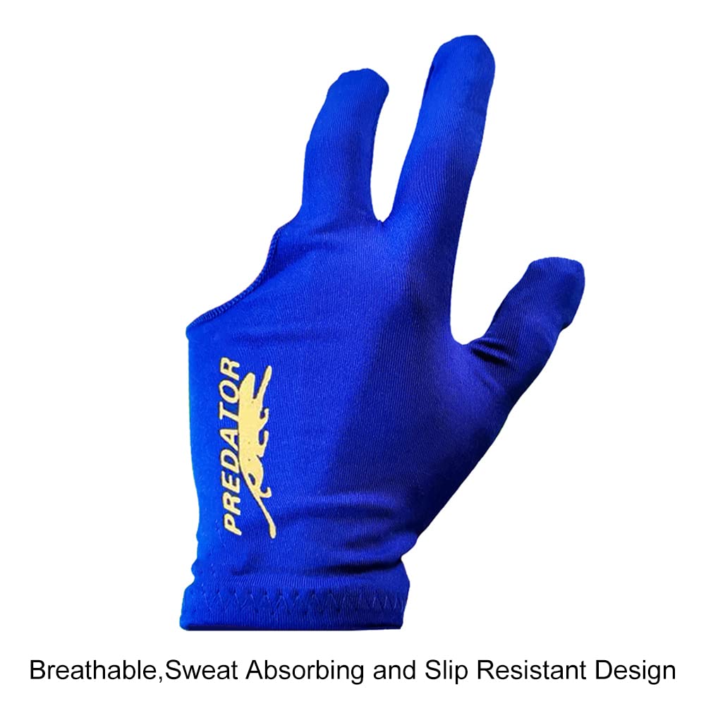 Finger Billar Guantes, Snooker Guantes, Negro Guante de Billar, Guante de Spandex de Tres Dedos Abierto, la Izquierda Guante de Billar Cue Guantes de Billar 6 Piezas Azul Tokaneit
