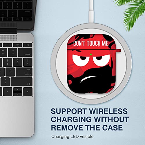 Image of for Airpods Case, Don't Touch Me for Airpods Cover with Keychain Soft Cute Shockproof Cover for Women Men Compatible with for Airpods 2 /1 Charging Case,red
