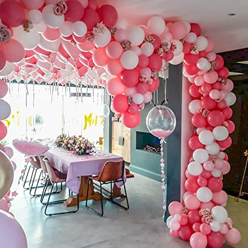 Image of Voircoloria 130pcs Hot Pink Balloons Different Sizes 18 inch 12 inch 10 inch 5 inch Dark Pink Balloons for Birthday Graduation Baby Shower Wedding Anniversary Princess Theme Party Valentine's Day Decorations