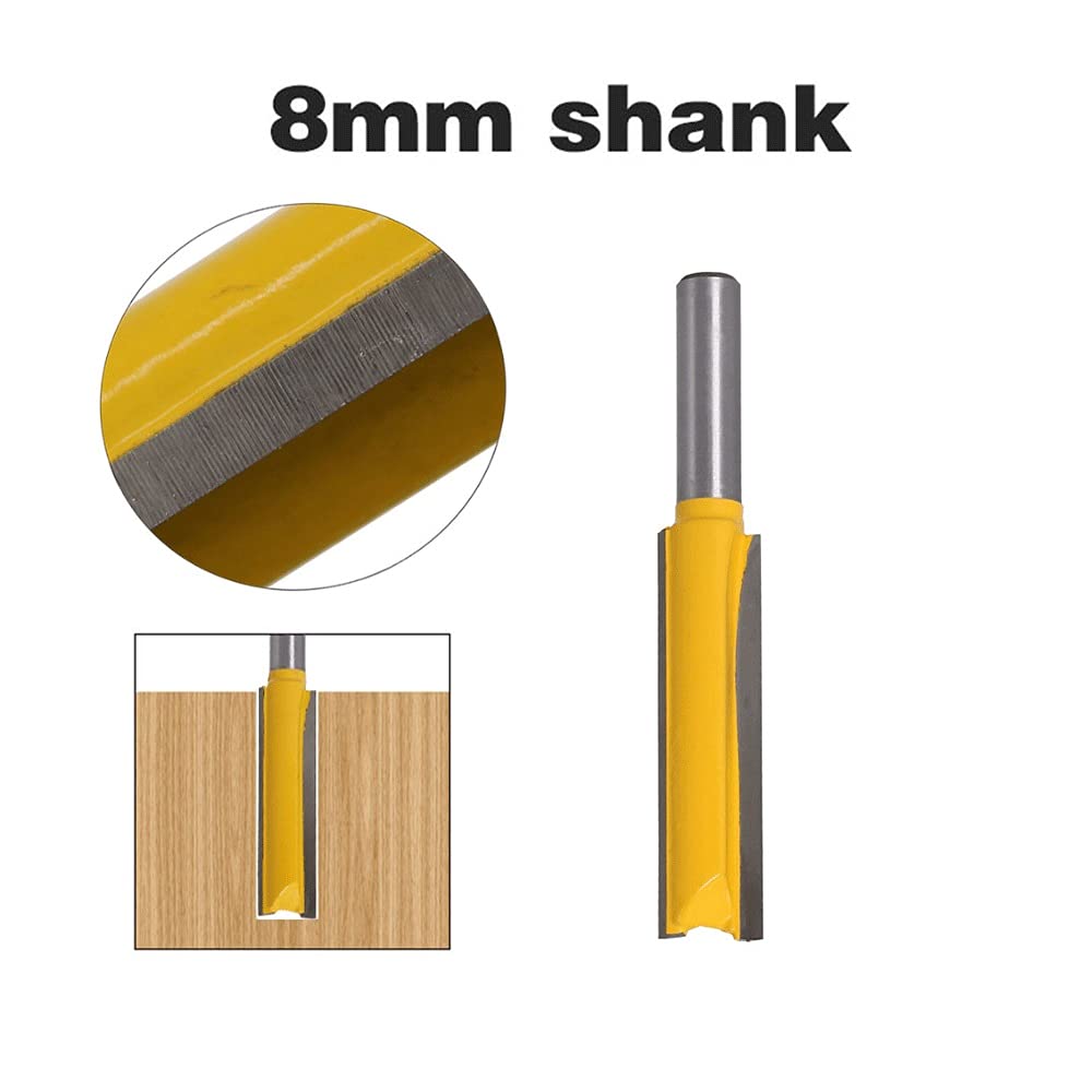 Fresa lunga dritta con gambo da 8 mm, per lavorazione del legno, 8 x 1/2 x 50 punte per fresatura a filo lungo, 1 utensile da taglio per legno