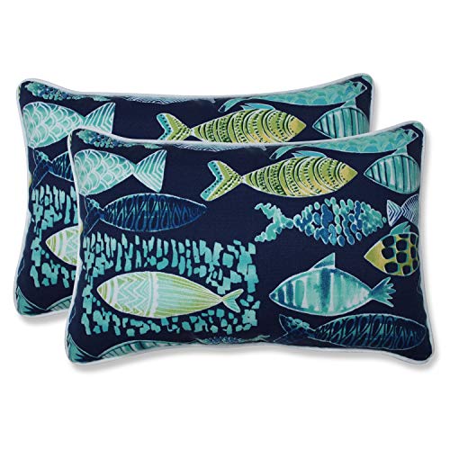 Pillow-Perfect-OutdoorIndoor-Pillows-Lumbar-115-x-185-Blue-Hooked-Lagoon-2-Count Pillow Perfect OutdoorIndoor Pillows Lumbar 115 x 185 Blue Hooked Lagoon 2 Count