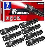 YesBes 7 Pack Small LED Flashlights High Lumens, Tactical Flashlight with 5 Modes, Waterproof Zoomable Flash Light, Small Flashlight for Camping Home Emergencies, Hunting Camping Essentials