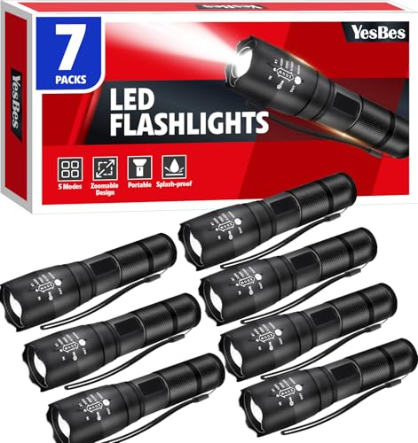 YesBes 7 Pack Small LED Flashlights High Lumens, Tactical Flashlight