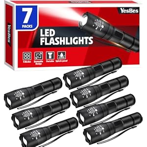 YesBes 7 Pack Small LED Flashlights High Lumens, Tactical Flashlight with 5 Modes, Waterproof Zoomable Flash Light, Small Flashlight for Camping Home Emergencies, Hunting Camping Essentials