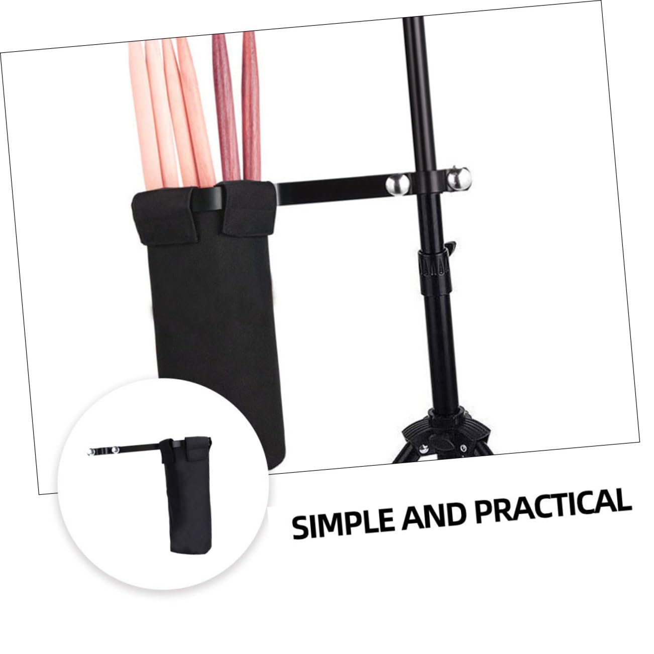HANABASS Waterproof Oxford Drum Stick Bag Drumstick Storage Pouch Metal Clip Holder