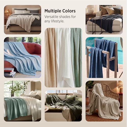 Image of Bedsure 100% Cotton Blanket Queen Size for Bed - Cooling Breathable and Soft for Summer, Thick Cozy Waffle Weave Blanket Gifts for Women, White, 90x90 Inches (Pack of 3)