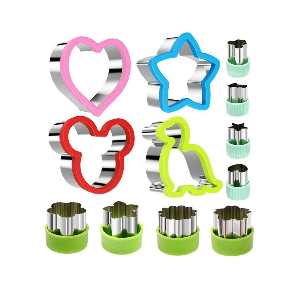 12PCS Sandwich Cutters for Children, Dinosaur Sandwich Cutter & Fruit Cookie Cutters for Kids, Multi‑Shape Sandwich and Food Cutters (1)