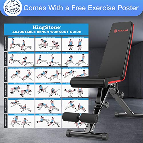 1 Weight Bench, Adjustable Strength Training Bench for Full Body Workout, Fast Folding/Incline/Decline Utility Workout Bench for Home Gym with a Professional Training Manual - Image 6