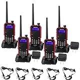 Retevis RT5 2 Way Radio 7W VHF/UHF Dual Band 128CH Walkie Talkies VOX FM Ham Amateur Radio Handheld Transceiver with Original Earpiece (5 Pack)