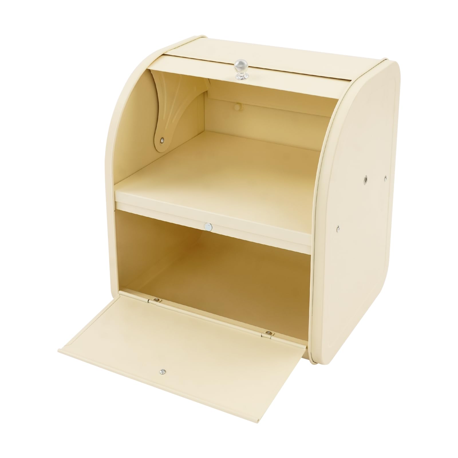 Brotkasten 2-stöckig 30 x 25 x 33 cm Brotbox mit Deckel Beige | Belüftungslöcher für Frische, Oberer Deckel & untere Tür, Staubschutz Design, Glatte & pflegeleichte Oberfläche