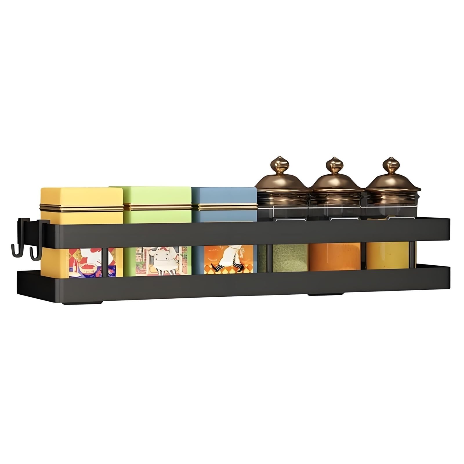 Especiero de acero al carbono montado en la pared, organizador de condimentos for cocina, baño, despensa, almacenamiento de especias colgante que ahorra espacio(3pcs,20cm)