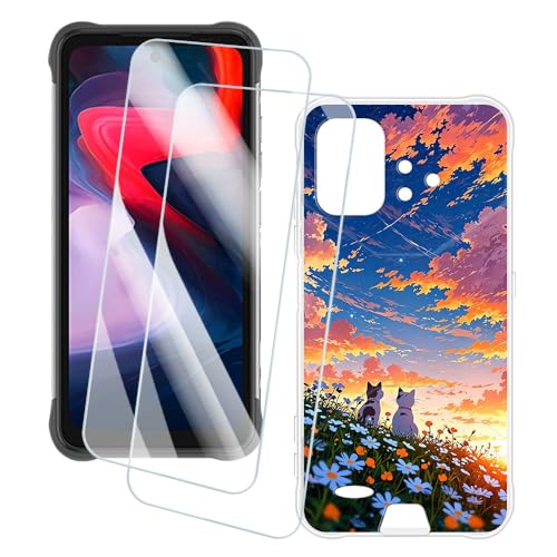 OAGELIM 2�Z�b�g �X�N���[���v���e�N�^�[ + �P�[�X Umidigi Bison GT2 Pro 5G (6.5 �C���`) �Ƃ̌݊������� �A�[�e�B�X�e�B�b�N�J�X�^���v�����g�J�o�[�Ƌ����K���X�t�B���� �X�N���b�`�h�~ (�L)