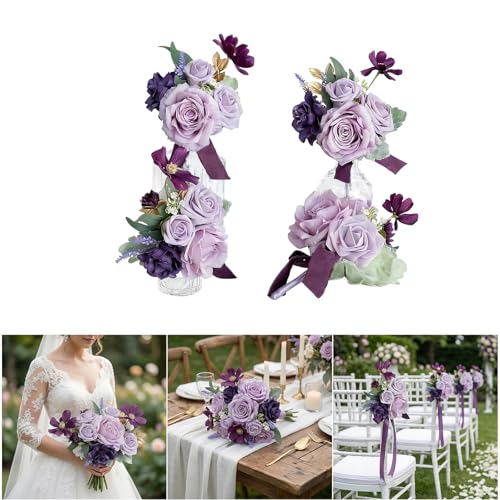 Fleurs en soie faites à la main pour célébrer l'amour | Pack de 4 bouquets romantiques - 3