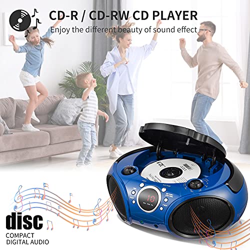 Singing Wood 030B Portable Cd Player Boombox With Bluetooth For Home Am Fm Stereo Radio, Aux Line In, Headphone Jack, Supported Ac Or Battery Powered (Starlight Blue) #TOP4
