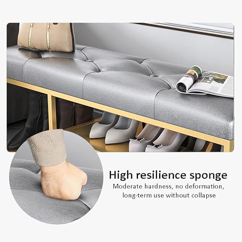 Banc de rangement à chaussures compact avec assise confort et structure métallique - 7
