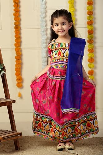 Image of AHHAAAA Kids Embroidered Traditional Ghoomar Lehenga Choli |Chania Choli|Radha Dress|Navratri /Dandiya /Garba Dress with Dupatta for Girls Y0040