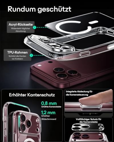 ESR Classic Hybrid für iPhone 18 Pro Max / 17 Pro Max Hülle, Klar – Ansicht 5