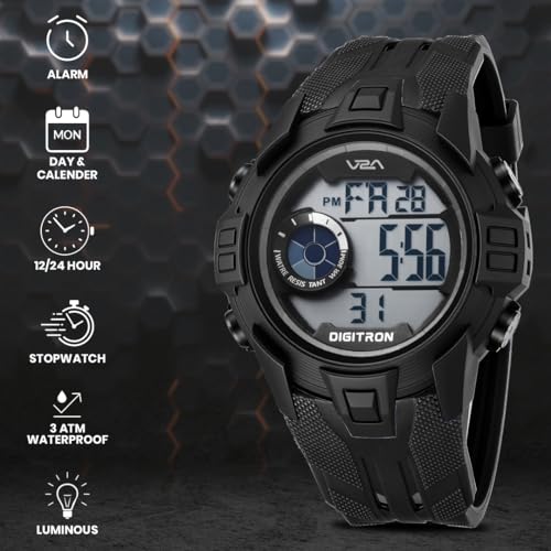 Image of V2A Digitron 2117 Sports Watch for Men & Boys | Alarm, Stopwatch, 12 /24H | 3 ATM Water Resistant | Luminous Display | Gifts for Men & Boys