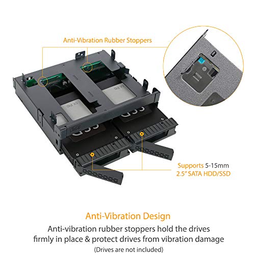 ICY DOCK 2x2.5 SAS/SATA HDD/SSD Mobile Rack + Ultra Slim/Slim Optical Drive Slot CD/DVD for 5.25 Bay – Comparable to Tray-Less Design - MB732SPO-B - Thumbnail 5