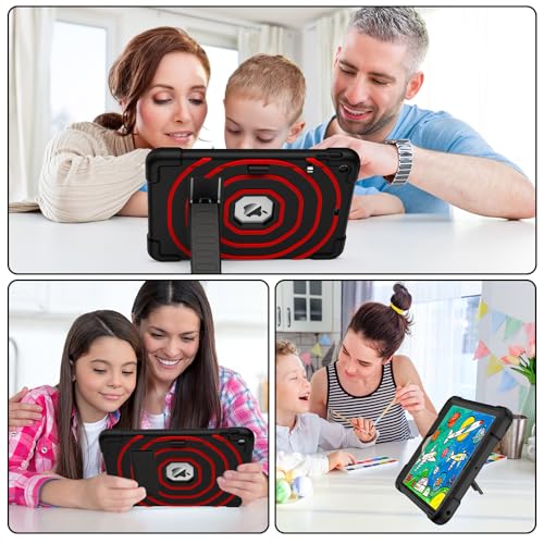 SIBEITU for iPad 9th Generation Case 10.2-inch 2021 with Pencil Holder & Built-in Kickstand, Heavy Duty Rugged Protective Case for iPad 9th/ 8th/ 7th Generation 2021 2020 2019 (Black+Red)