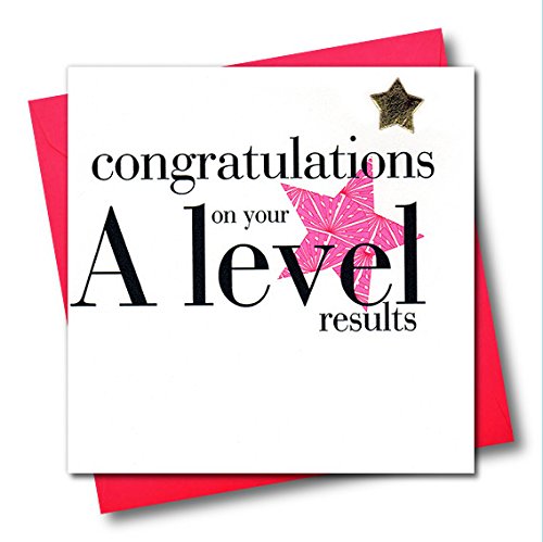 Congratulations Card, A Level Results Card, Pink Exam Card, Embellished with a Padded Star