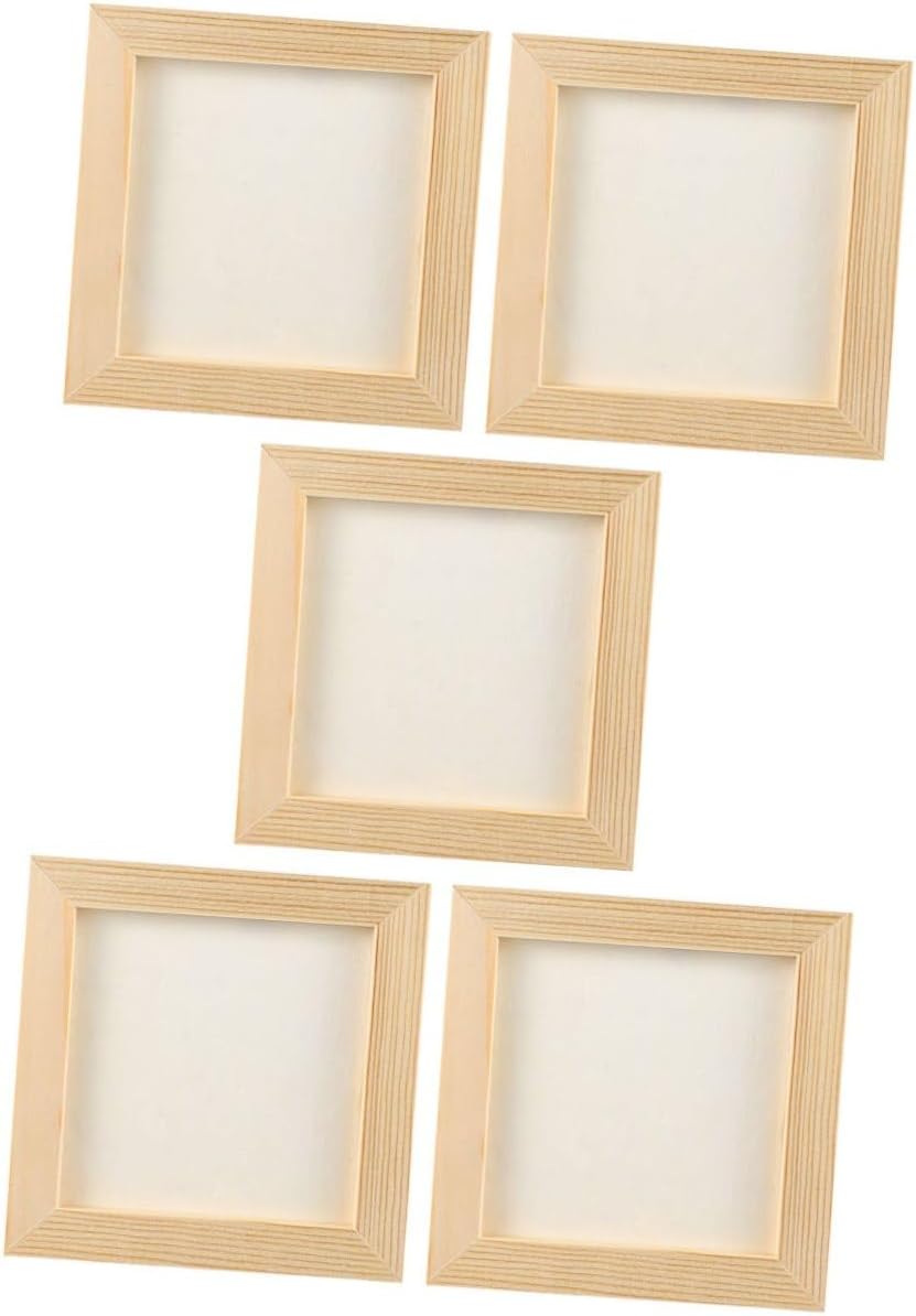 Wood DIY Photo Frames for Crafts 5pcs 20x20cm Wooden Picture Frames for Room Décor for ‘s Artwork Display and DIY Painting Projects