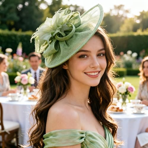 Image of DRESHOW Women Fascinator Hats Tea Party Hat Vintage Pillbox Hat Headband for Cocktail