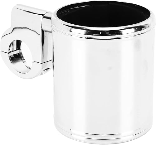 Miniatura 1 de Portavasos universal ajustable cromado para manillar de motocicleta, compatible con empuñaduras de ATV de 0.866-1.260 in, soporte para botella de