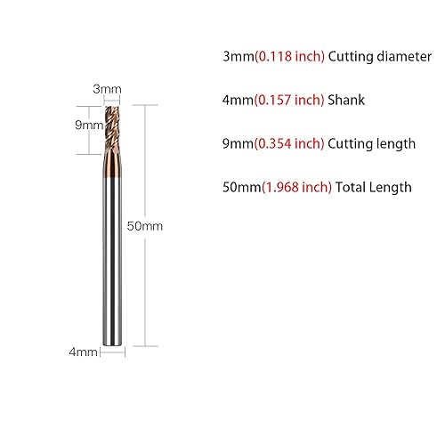 Miniatura 2 de 1 fresadora cuadrada de carburo de 4 flautas  0.118 in (0.118 pulgadas) de diámetro, 0.157 in (0.157 pulgadas) de diámetro Shk  Fresas de fresado de