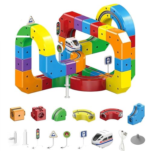 Jouet de voie de train anti-gravité et blocs magnétiques éducatifs 81 pcs