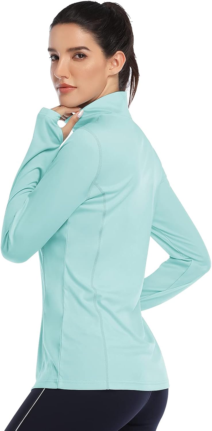 HISKYWIN Womens UPF 50+ Half-Zip Long Sleeve Shirts Sun Protection SPF Lightweight T-Shirt Outdoor Hiking Runing Fishing Tops : Sports & Outdoors