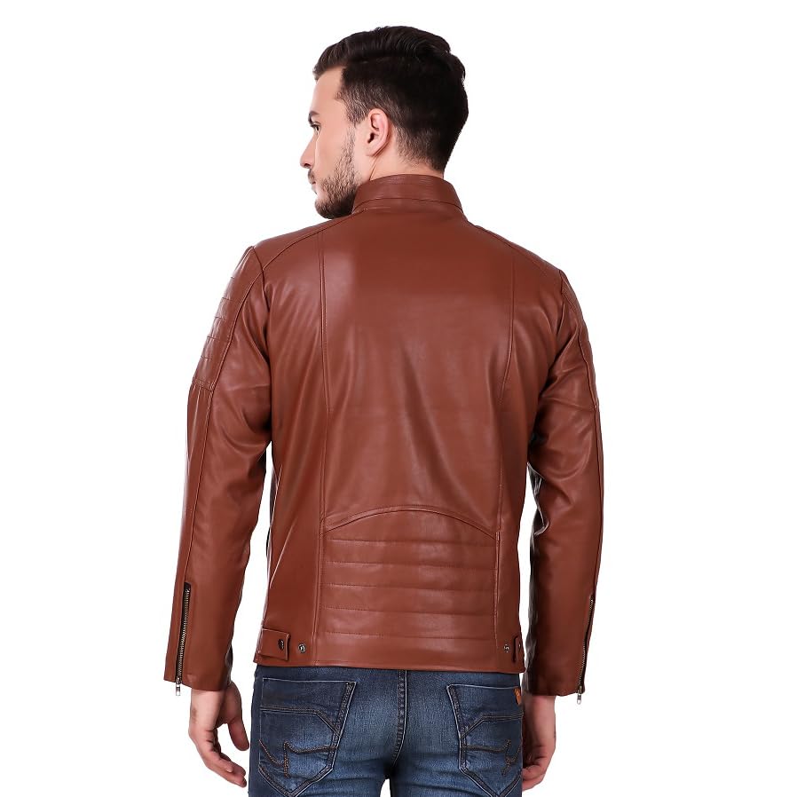 Image of Leather Retail Men's Solid Biker Jacket