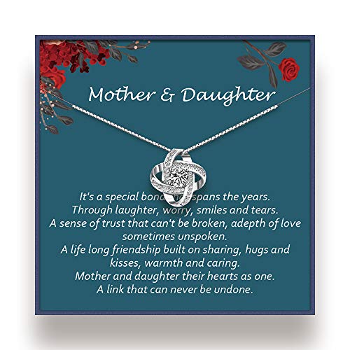 COSTWAY Mother Daughter Necklace Silver Mothers Day Jewelry Birthday Gift with Cards