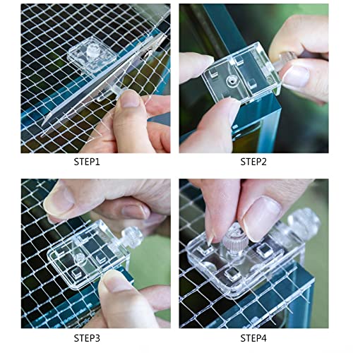 Image of 2 Pieces Fish Tank Screen Net Holder Clamp Anti-Jump Net Mounting Clip Multifunctional Transparent Acrylic Clamps Fish Tank Glass Cover Clips