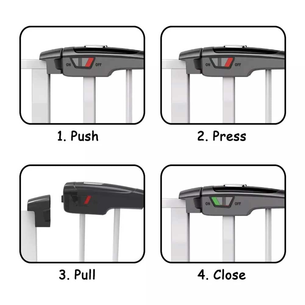 Puerta Clic Clac Seguridad para niños Animales Cachorros extensible Canutillos Rejilla extensible hasta 85 cm Cierre bloqueo fijación a presión Doble sistema de seguridad escaleras y puertas