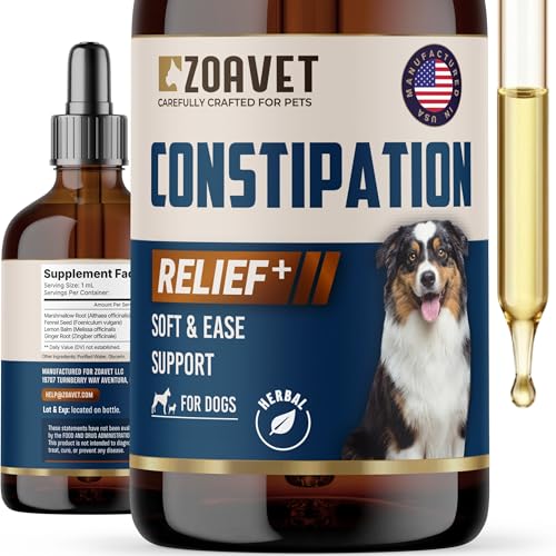 Zoavet Dog Constipation Relief Made in USA – Liquid Stool Softener for Dogs, Fast Acting Dog...