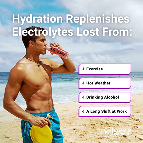 Hydration Powder Packets - Watermelon Cucumber Flavor | Sugar Free Electrolyte Drink Mix | With Acv & Vitamin C | 25 Stick Packs - By Essential Elements #TOP1