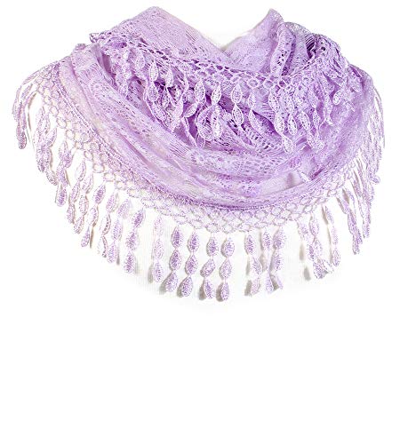 Scarf& Scarfand's Delicate Lace Infinity with Teardrop Fringes (Lavender)