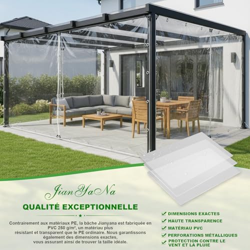 Bâche transparente avec œillets étanche et indéchirable pour l'extérieur - 6