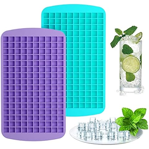 Upgrade Silicone Mini Ice Cube Trays, 2 Pack 320 Small Ice Cube Molds, Easier to Release, Crushed Ice for Chilling Drinks, Whiskey, Cocktail, Flexible Stackable for Freezer1 Cover