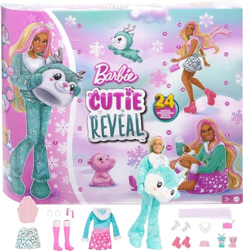 Barbie Adventskalender 2023 - für Jungs & Mädchen, Teenager und Kinder ab 3 Jahren, Spielzeug Puppen Advent Kalender, rosa