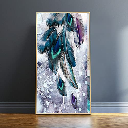 Diamant Peinture Plumes colorées 60x140cm Kit Full Drill