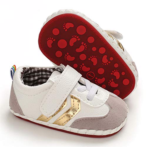 Image of HsdsBebe Baby Boys Girls Pu Leather Hard Bottom Walking Sneakers Toddler Rubber Sole First Walkers Infant Cartoon Slippers Crib Shoes