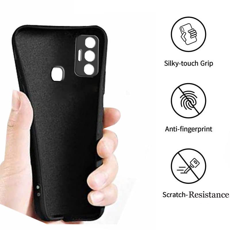Image of A rtistque Liquid TPU Silicone Matte Shockproof Flexible with Camera Protection Soft Back Cover Case for Tecno Spark 7, Tecno Spark 7T, Black