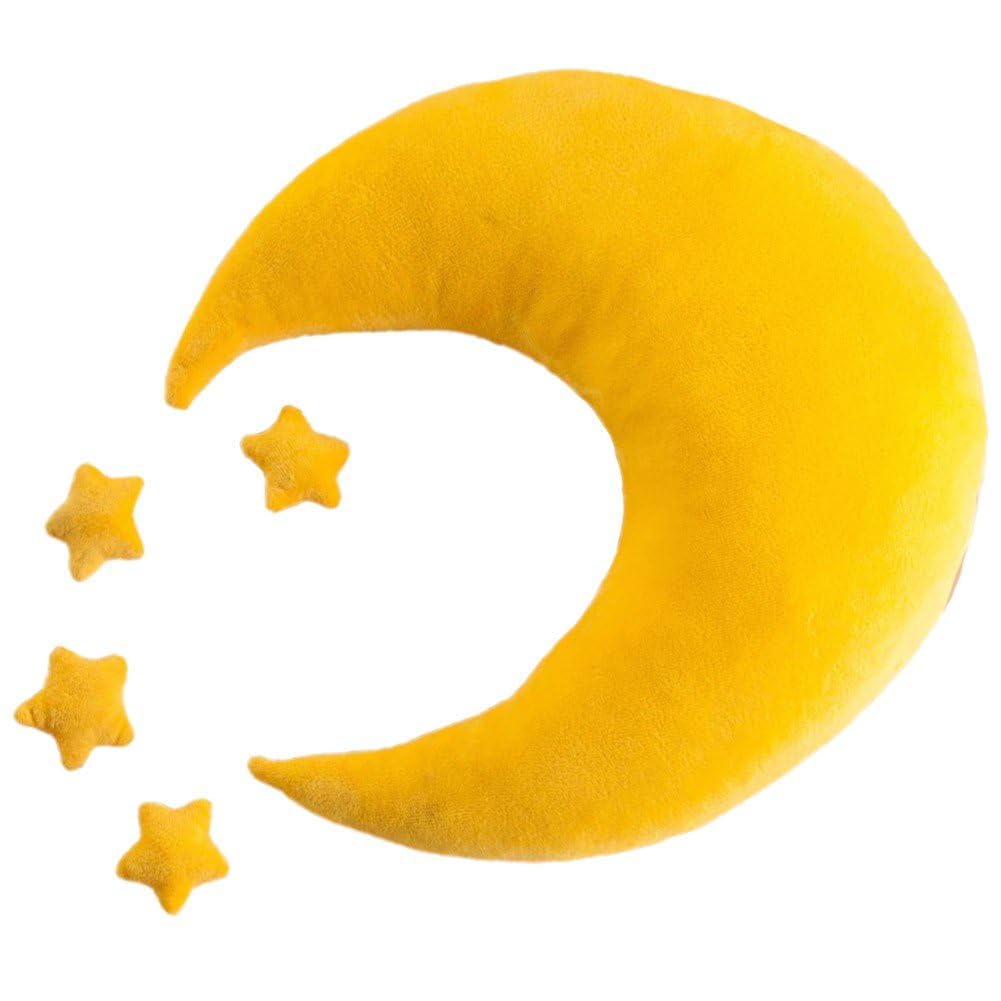 Sanfly Yellow Newborn Photography Props Moon Star Posing Aid Pillow Set Posing Beans Bag Cushion Baby Photo Props Accessories