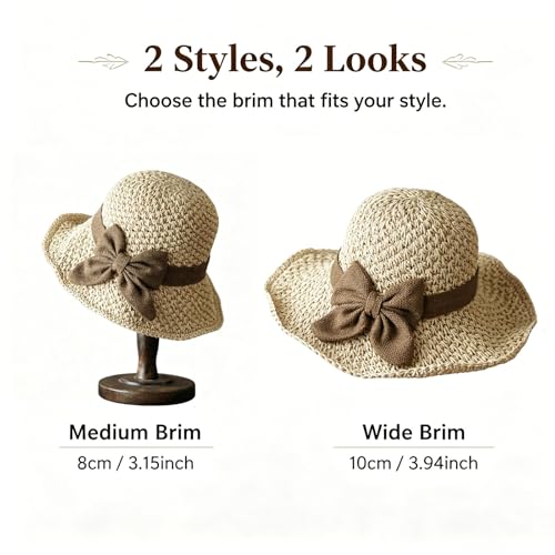 Sombrero de paja tejido con lazo retro para verano miniatura 3