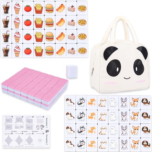 drizzle 65 Tiles Seaside Escape Game Blocks 30mm - Instruction Manual Panda Bag - Mahjong Tile Game Sets